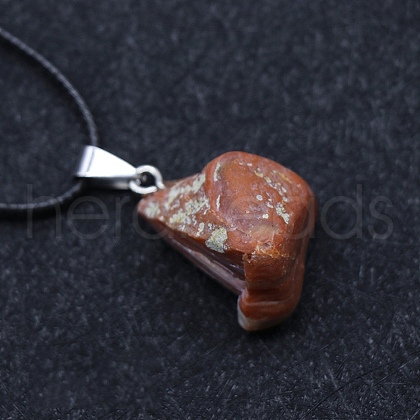 Natural Red Agate Raw Rough Nuggets Pendant Necklace FS-WG50F2C-09-1