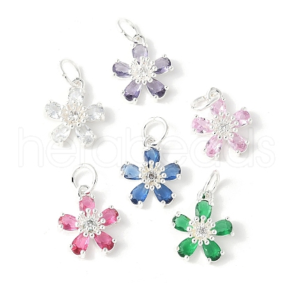 Brass Micro Pave Cubic Zirconia Pendants KK-U067-04S-1