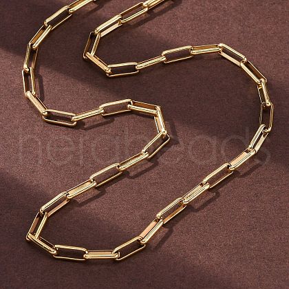 304 Stainless Steel Paperclip Chain Necklaces NJEW-Q013-03G-1