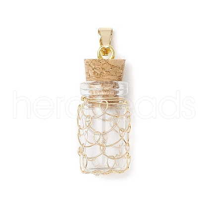 Glass Bottles Pendants PALLOY-JF03913-02-1