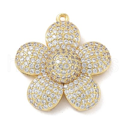 Rack Plating Brass Micro Pave Clear Cubic Zirconia Pendants KK-G515-63G-02-1