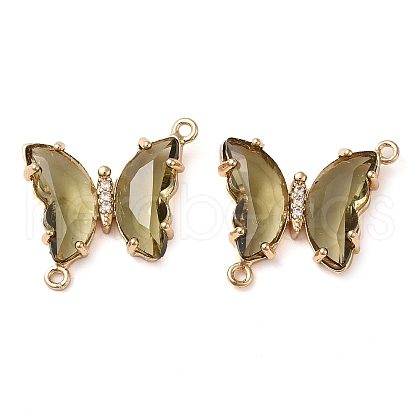 Brass Pave Faceted Glass Connector Charms X-FIND-Z020-04S-1