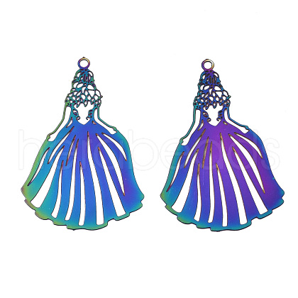 Ion Plating(IP) 201 Stainless Steel Filigree Pendants STAS-S118-004-1