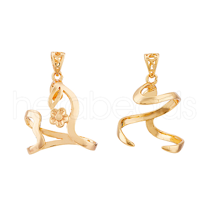 2Pcs 2 Styles Brass Pendant Cabochon Settings KK-HS0001-20G-1