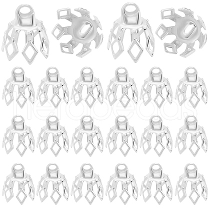 Beebeecraft 200Pcs Brass Bead Cap Bails KK-BBC0015-06S-1