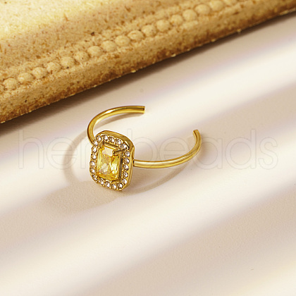 Stylish Stainless Steel Pave Cubic Zirconia Cuff Rings for Women PN1214-1-1