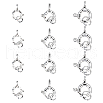   12Pcs 3 Size 925 Sterling Silver Spring Ring Clasps STER-PH0001-20-1