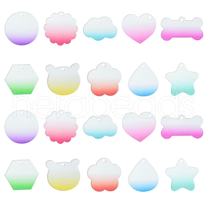 Transparent Gradual Change Acrylic Pendants OACR-CJC0010-01-1