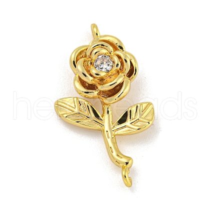 Long-Lasting Brass Micro Pave Clear Cubic Zirconia Connector Charms KK-O008-03A-G-1