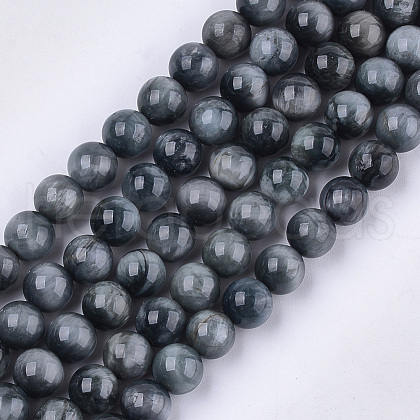 Natural Hawk's Eye Beads Strands X-G-S333-8mm-027-1