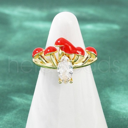 Brass Micro Pave Cubic Zirconia Cuff Rings for Women RJEW-F182-07G-1
