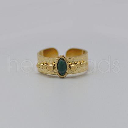 204 Stainless Steel with Synthetic Turquoise Cuff Rings FS-WG1A4E8-05-1
