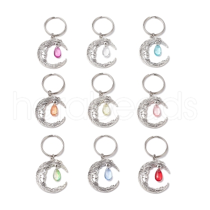 Gradient Color Baking Paint Transparent Glass Keychains KEYC-JKC01243-1