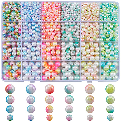 1890Pcs Two Tone ABS Plastic Imitation Pearl Beads Sets DIY-WH20010-19B-1