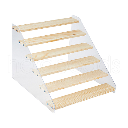 Rectangle Acrylic with Wood Minifigures Organizer Display Risers ODIS-WH0038-102D-1