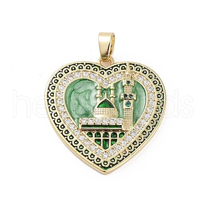 Rack Plating Brass Micro Pave Clear Cubic Zirconia Pendants KK-H474-24A-02G-1