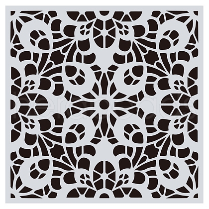 Flower Pattern Eco-Friendly PET Plastic Hollow Painting Silhouette Stencil DRAW-PW0008-02I-1