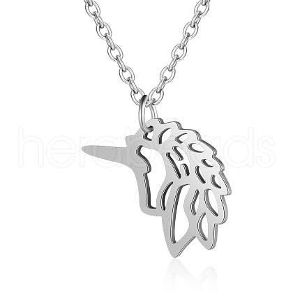 Non-Tarnish 201 Stainless Steel Pendant Necklaces NJEW-T009-JN129-45-1-1