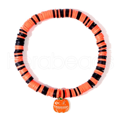 Ghostly Polymer Clay Heishi Stretch Bracelets BH7010-18-1