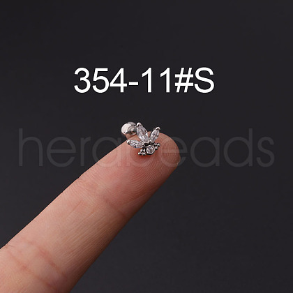 316L Stainless Steel Micro Pave Cubic Zirconia Cartilage Earrings WG094CA-11-1