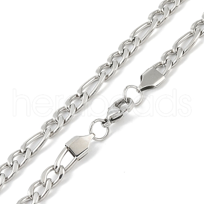 Non-Tarnish 201 Stainless Steel Figaro Chain Necklaces NJEW-I127-06A-P-1