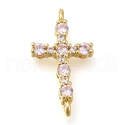 Brass Pave Cubic Zirconia Connector Charms KK-M101-03C-G02-1