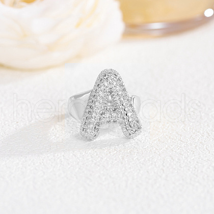 Brass Micro Pave Clear Cubic Zirconia Cuff Rings FS-WG4832E-02-1
