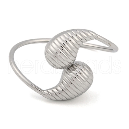 Non-Tarnish 304 Stainless Steel Grooved Teardrop Bangles BJEW-M042-02P-1