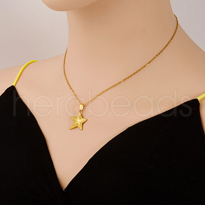 Stainless Steel Star Pendant Necklaces for Women KF3781-2-1
