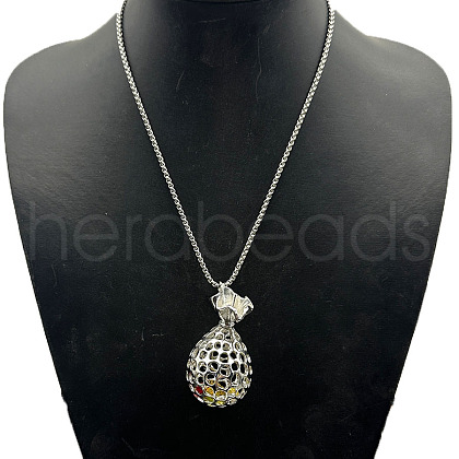 Alloy Rhinestone Pendant Necklaces SG2819-2-1