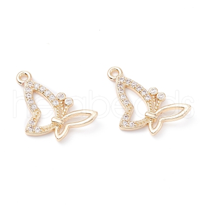 Rack Plating Brass Micro Pave Cubic Zirconia Charms ZIRC-C026-14LG-1