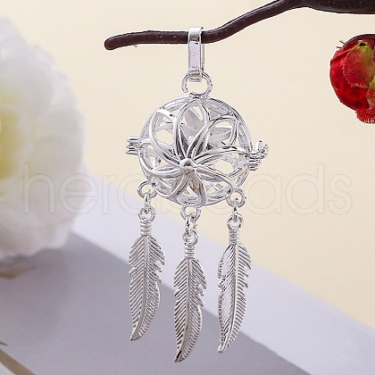 Brass Hollow Bead Cage Pendants PW-WG52822-10-1