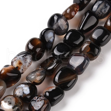 Dyed & Heated Natural Black Agate Beads Strands G-A208-04-1