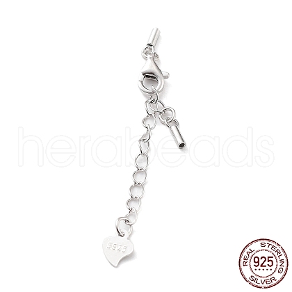 Anti-Tarnish Rhodium Plated 925 Sterling Silver Curb Chain Extender STER-G039-03A-P-1