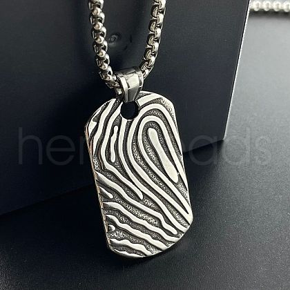 Stylish Hip-hop Stainless Steel Textured Rectangle Pendant Punk Necklaces for Men YY9734-1
