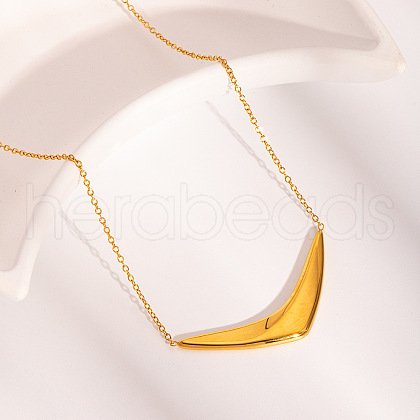304 Stainless Steel V Shaped Pendant Necklaces for Women NJEW-Z086-01G-1