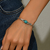 Synthetic Turquoise & Zinc Alloy Flower Round Beaded Elegant Women's Bracelets ZF9311-1-3