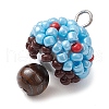 Seed Beads & Natural Tiger Eye Beaded Charms PALLOY-MZ00333-05-3