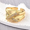 Brass Micro Pave Cubic Zirconia Adjustable Open Cuff Rings for Women RJEW-K292-11G-2