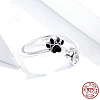 Paw Print 925 Sterling Silver Pave Clear Cubic Zirconia with Enamel Cuff Rings for Women FS-WGC521F-01-3