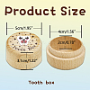 Round Beech Wooden 3D Engraved My First Tooth Box CON-WH0120-004-2