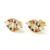 Colorful Cubic Zirconia Horse Eye Stud Earrings EJEW-H092-06G-1