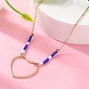 304 Stainless Steel & Blue Glass Beads Pendant Necklaces for Women NJEW-A045-26B-G-2