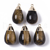 Top Golden Plated Natural Tiger Eye Pendants G-T131-02A-1