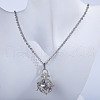 Brass Openable Essential Oil Diffuser Hollow Round Cage Pendant Necklaces ID0033-1