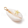 Copper Wire Wrapped Natural Cowrie Shell Pendants PALLOY-JF03554-04-3