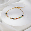 Natural Chalcedony & Glass Round Beaded Bracelets KY9954-2-1