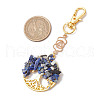 Natural Lapis Lazuli Chips Beads & Alloy Tree of Life Pendant Decorations HJEW-JM03129-02-3