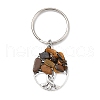 Natural Tiger Eye Chip & Alloy Tree of Life Pendant Keychain KEYC-JKC00648-07-4