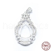Anti-Tarnish Rhodium Plated 925 Sterling Silver Pendant Cabochon Open Back Settings STER-P044-02P-4